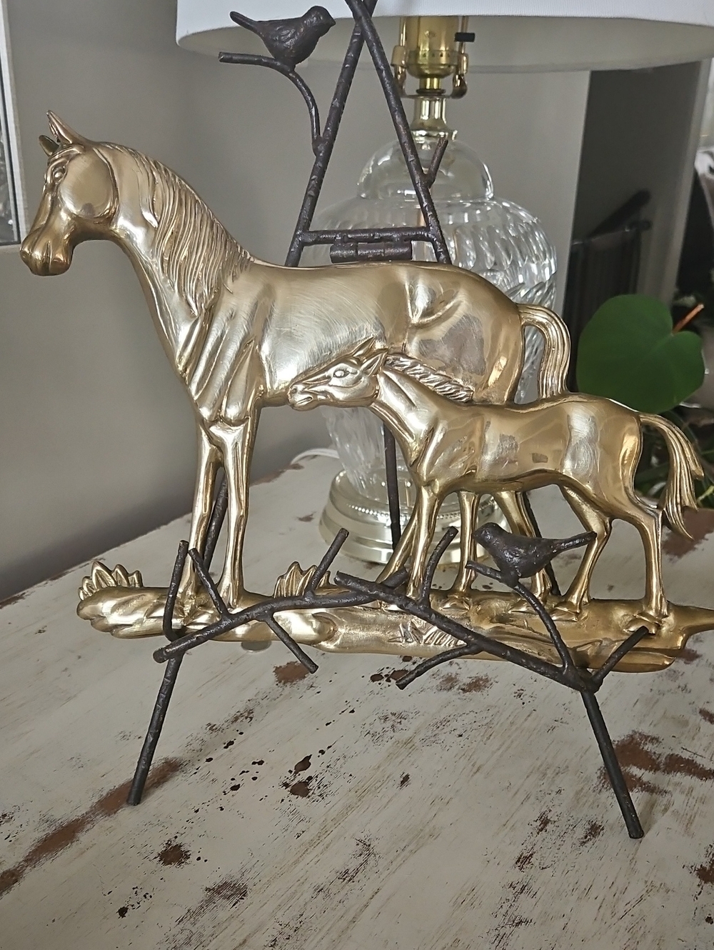 Brass Mare And Foal Wall Hanging